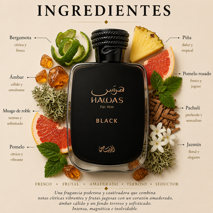 Hawas Black Rasasi Eau de Parfum Para Hombre