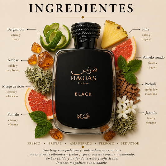 Hawas Black Rasasi Eau de Parfum Para Hombre